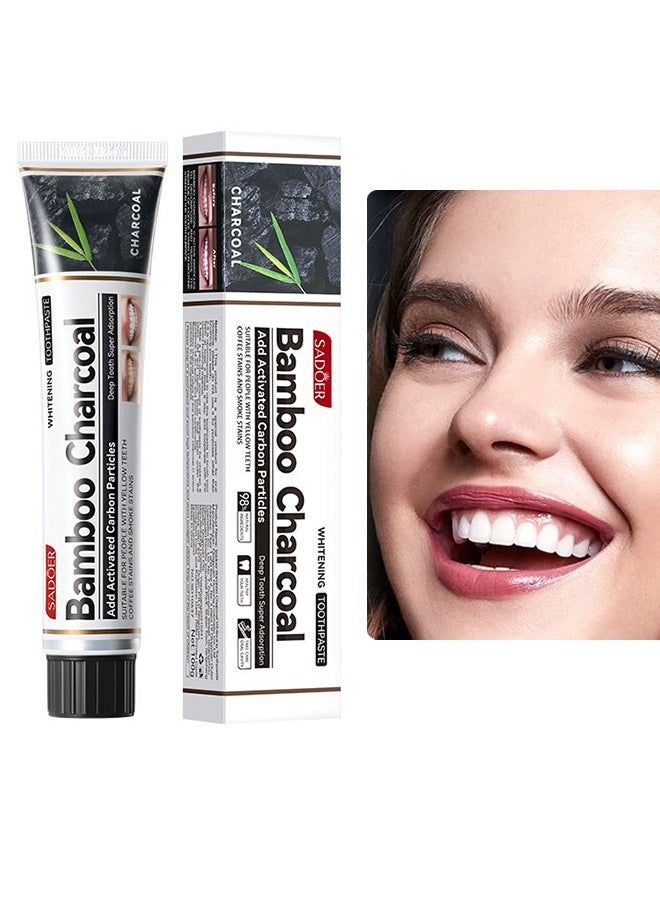 SADOER Bamboo Charcoal Toothpaste, Black Toothpaste, Natural Teeth Whitening, Fresh breath Stain Removing Toothpaste 100g  - Image 1