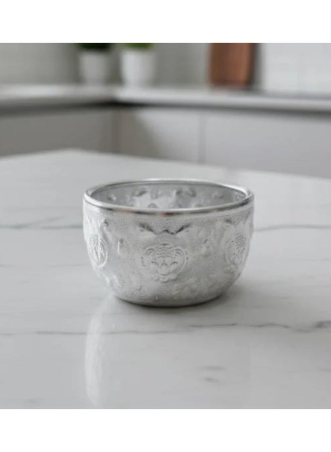 AKDC Aluminium Bowl – Mini Silver Design | 6 cm Stylish Serving Bowl - Image 2