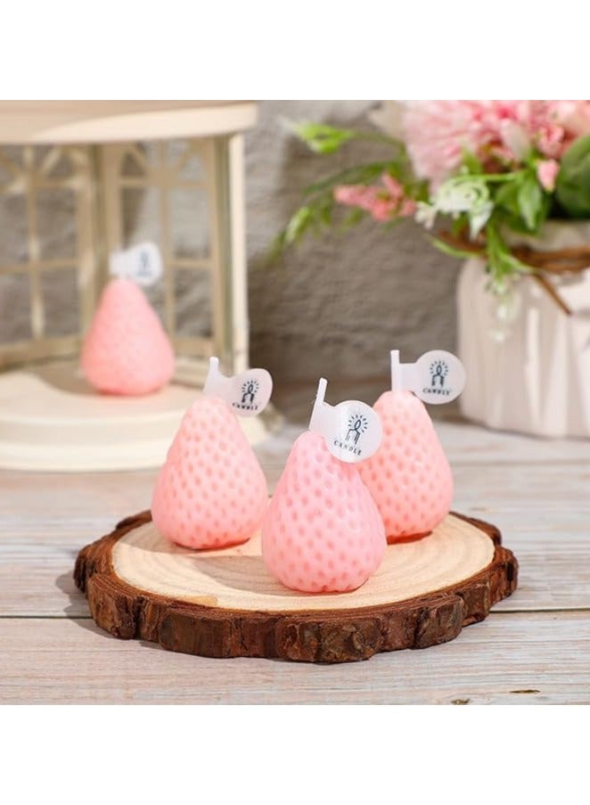 4 Strawberry Candles Strawberry Shaped Aroma Wax Mini Soya Wax Scented Cute Decorative Candles for Bedroom Bathroom Decorating Party - Image 1