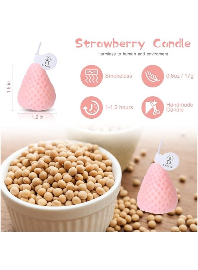 4 Strawberry Candles Strawberry Shaped Aroma Wax Mini Soya Wax Scented Cute Decorative Candles for Bedroom Bathroom Decorating Party - Image 2