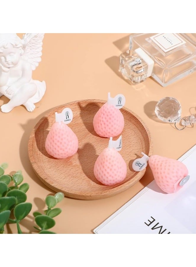 4 Strawberry Candles Strawberry Shaped Aroma Wax Mini Soya Wax Scented Cute Decorative Candles for Bedroom Bathroom Decorating Party - Image 3