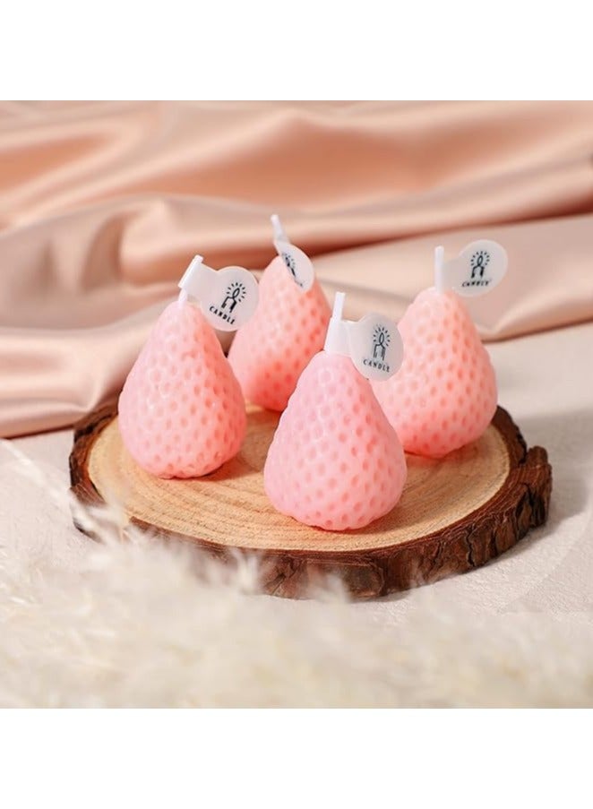 4 Strawberry Candles Strawberry Shaped Aroma Wax Mini Soya Wax Scented Cute Decorative Candles for Bedroom Bathroom Decorating Party - Image 4