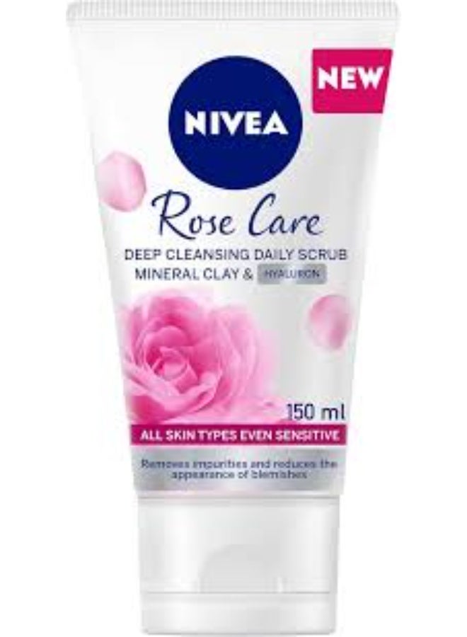 Nivea Daily  Face Scrub,   Hyaluron Rose, FOR ALL SKIN TYPES, EVEN SENSTIVE SKIN 150ml