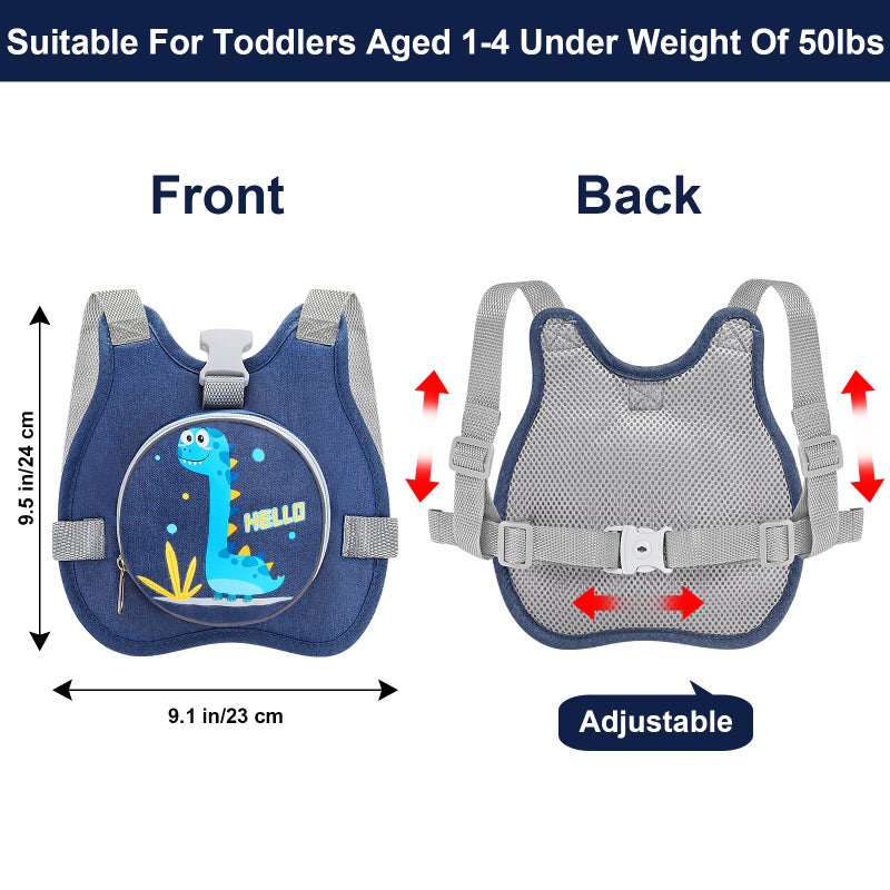 Accmor Toddler Safty Harness Leash, Cute Dinosaur Child Leashes + Reflective Anti Lost Wrist Link, Foldable Baby Walking Harness Pocket Kids Tether Protection for Boys Girls Aged 1-5 to Travel Outdoor - Image 2