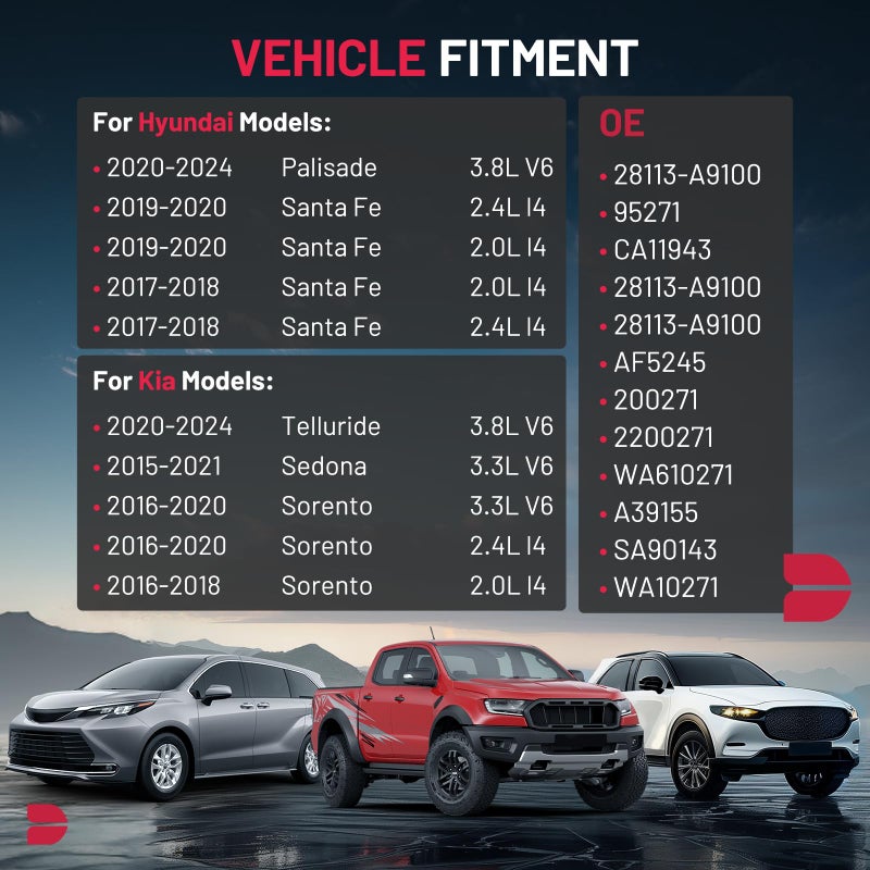 BDFHYK CA11943 Engine Air Filter Compatible with Hyundai Palisade 2020-2024, Santa Fe 2017-2020 & Kia Sorento 2016-2020, Sedona 2015-2021, Telluride 2020-2024, Replace 28113-A9100 - Image 4