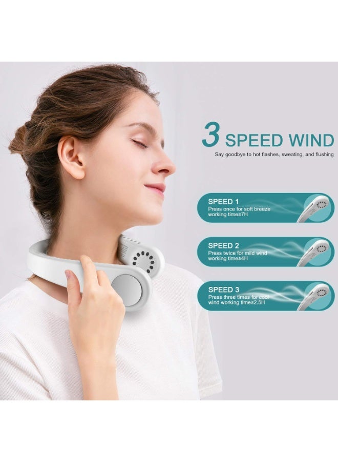 مروحة رقبة محمولة – مروحة تبريد بدون شفرات، قابلة لإعادة الشحن عبر منفذ USB، مناسبة للسفر والأنشطة الخارجية والعمل والرياضة، جهاز تبريد شخصي هادئ - Image 2