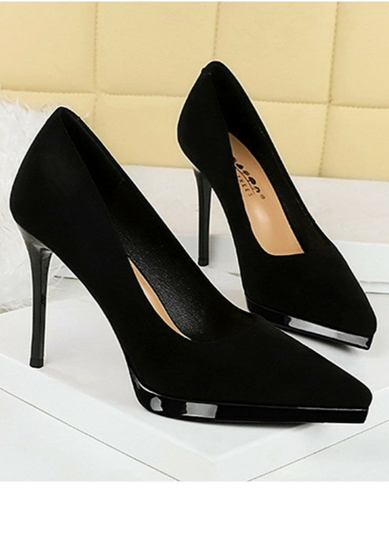 BIGTREE Women's Closed Pointed Toe High Heels Party Stiletto Pumps Black 10.5CM  - Image 2