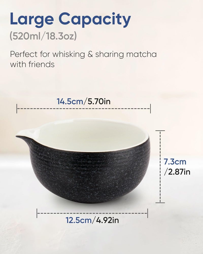 Joiish Matcha Bowl with Spout  Ceramic Matcha Bowl and Whisk Holder Set  Matcha Mixing Bowl for Whisking Matcha  Charcoal Grey (18 Ounce) - Image 4
