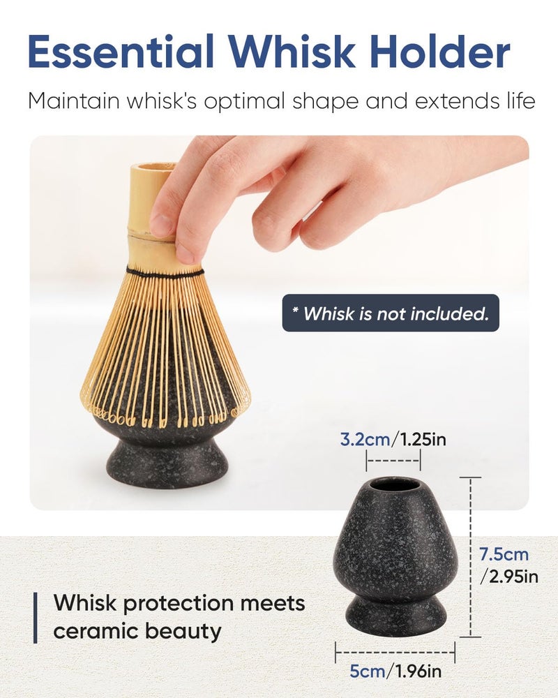 Joiish Matcha Bowl with Spout  Ceramic Matcha Bowl and Whisk Holder Set  Matcha Mixing Bowl for Whisking Matcha  Charcoal Grey (18 Ounce) - Image 5