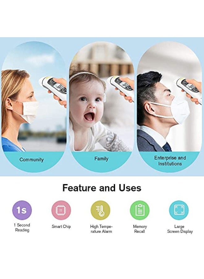 SKY-TOUCH Forehead and Ear Thermometer for Adults, Kids and Baby,Touchless Digital Infrared Thermometer,with LCD Screen, Memory Recall, Fever Alarm,Auto Shutdown,White,39 * 27.3 * 160mm  - Image 4