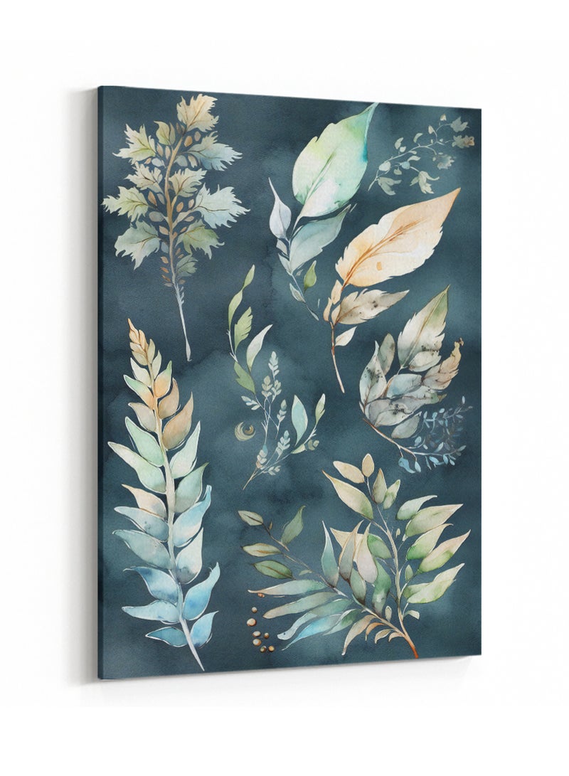 لوحة كانفاس على إطار خشبي بتصميم أوراق خضراء - Image 4