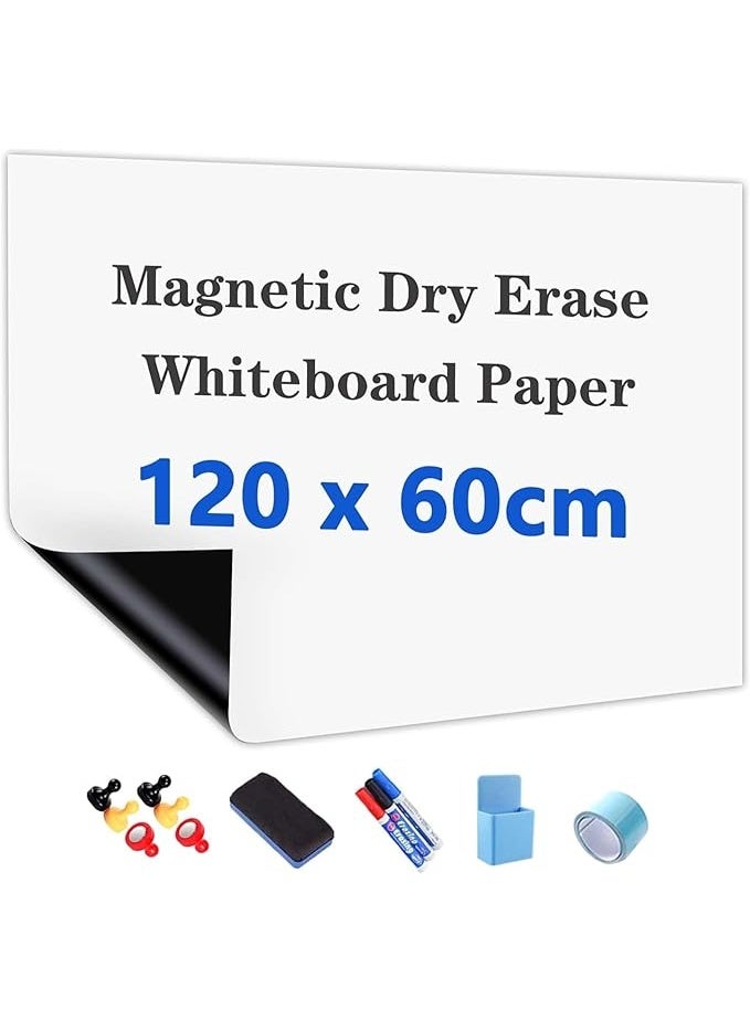 Relex Magnetic White Board Paper,Easy to Write and Clean for School/Home/Office,120x60cm - Image 1