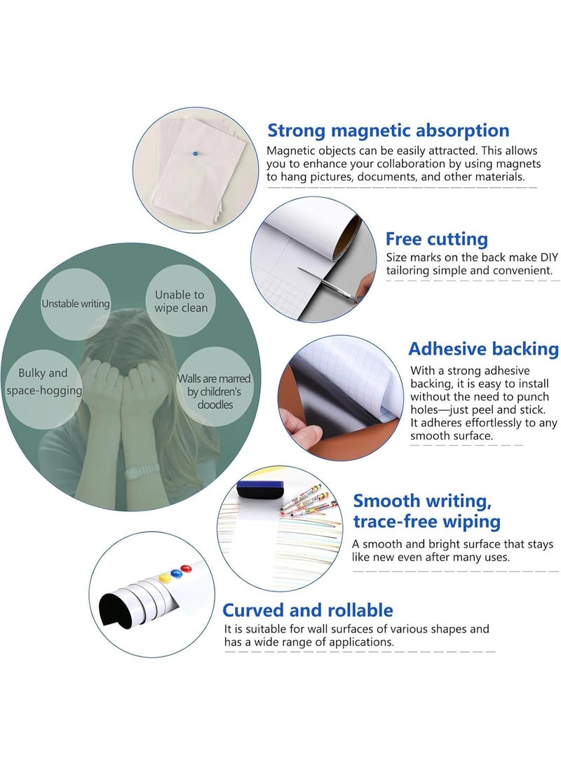 Relex Magnetic White Board Paper,Easy to Write and Clean for School/Home/Office,120x60cm - Image 2