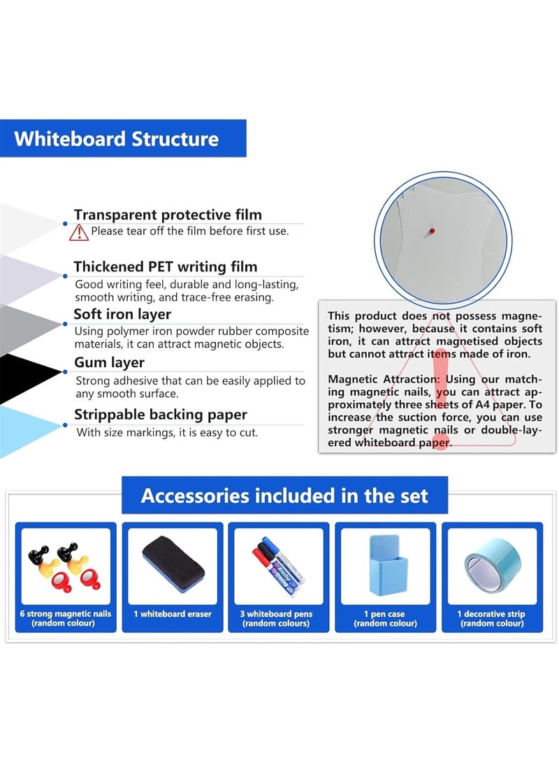 Relex Magnetic White Board Paper,Easy to Write and Clean for School/Home/Office,120x60cm - Image 5