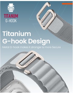 Moxedo Moxedo Alpine Loop Watch Band Adjustable Sports Nylon Woven with Titanium G-Hook Strap Compatible with Apple Watch Band Series 8,7,6,5,4,3,2,1,SE Ultra design for 44mm,45mm,49mm (Light Grey)  - Image 3