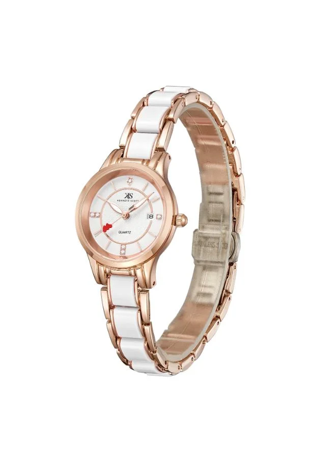 KENNETH SCOTT Women's Ceramic + Metal Analog Watch K23517-RCWW - 30 mm