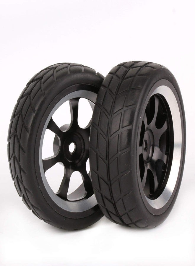 Mxfans إطارات مطاطية سوداء من Mxfans وحواف عجلات ألمنيوم 7-spoke لسيارة سباق RC 1:10 على الطريق - عبوة من 4 - Image 3