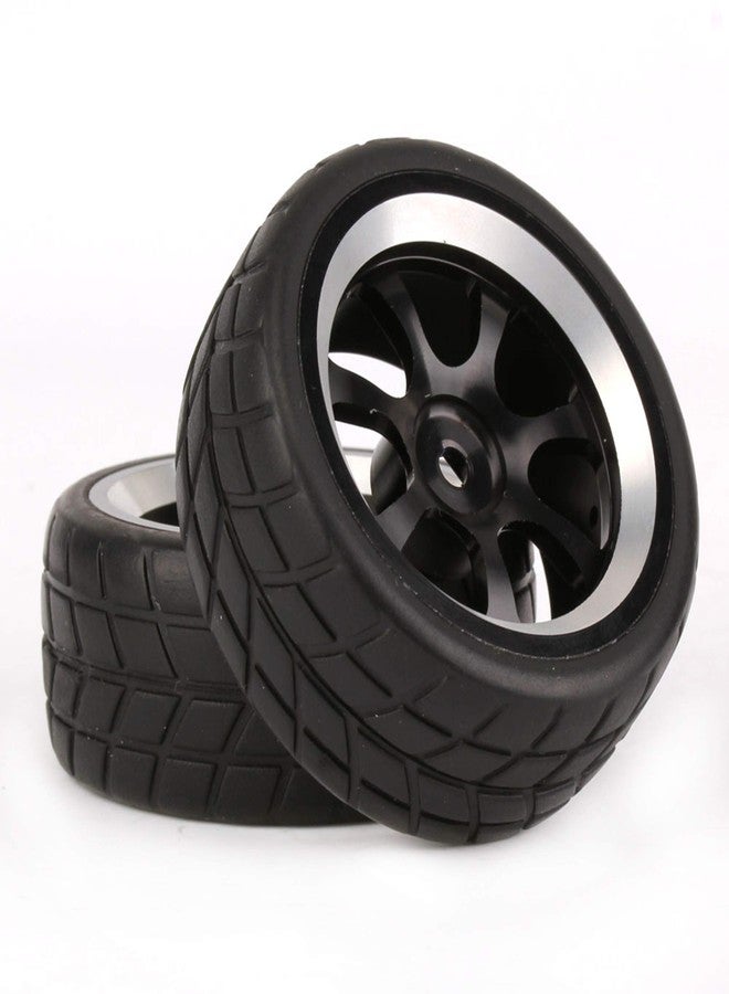 Mxfans إطارات مطاطية سوداء من Mxfans وحواف عجلات ألمنيوم 7-spoke لسيارة سباق RC 1:10 على الطريق - عبوة من 4 - Image 2