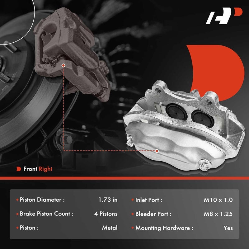 A-Premium Disc Brake Caliper Assembly for Dodge, Chrysler, Jeep, and Mercedes-Benz - Front Passenger - Image 2