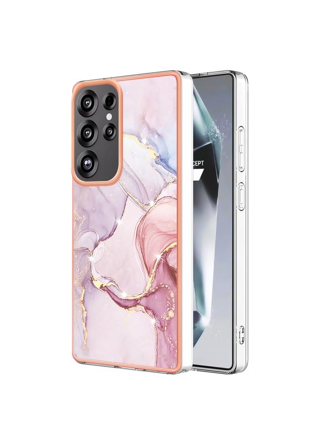 The Bros Case For Samsung Galaxy S25 Ultra 5G Electroplating Marble Pattern Dual-side IMD TPU Shockproof Phone Case