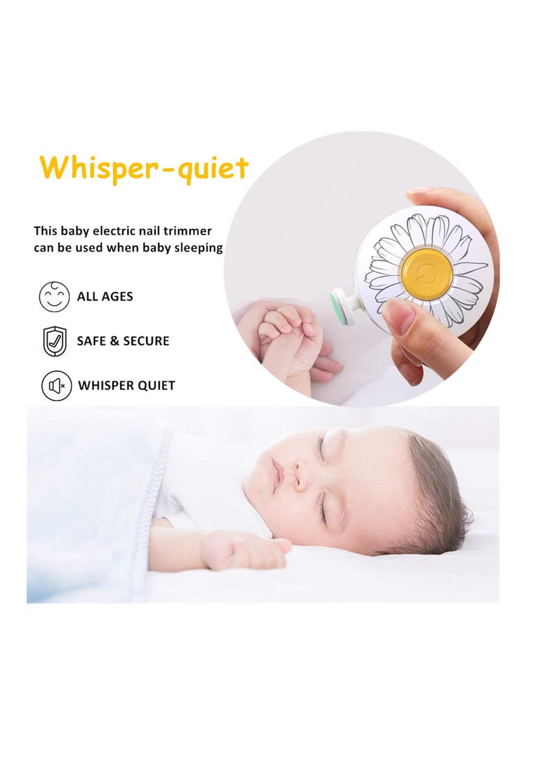 SYOSI Baby Nail Trimmer, 6 Grinding Heads Baby Nail Clippers Electric, Baby Nail Trimmer Electric for Newborn Toddler, Adult Toes Fingernails, Car Trim Polish, AAA Battery Operated, White - Image 3