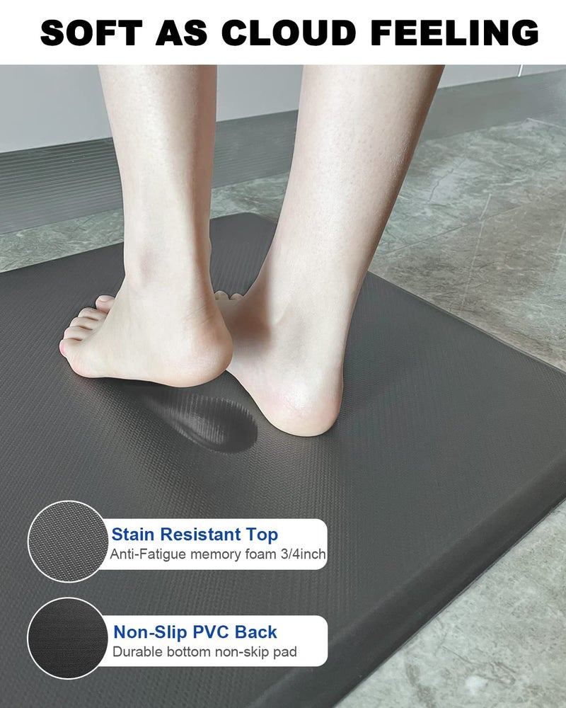 Artnice Kitchen Floor Mats Cushioned Anti Fatigue Mat, Waterproof Non-Slip Standing Desk Mat, 0.75" Heavy Duty Comfort Kitchen Rugs for Home, Work Station, Office(20" x 39", Grey) - Image 3