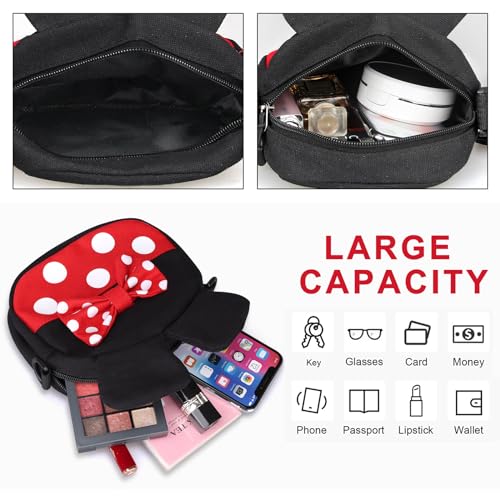Dksyee Cute Crossbody Bag for Little Girls Toddler Mini Mouse Crossbody Purse Kids Small Shoulder Bags Mini Cartoon Cross Body Bag with Mouse Ears - Image 3