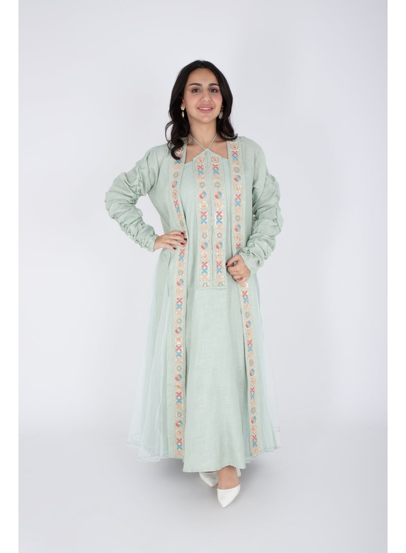 اكسا طقم أنيق مكون من قطعتين مع تطريز ملون - Image 5