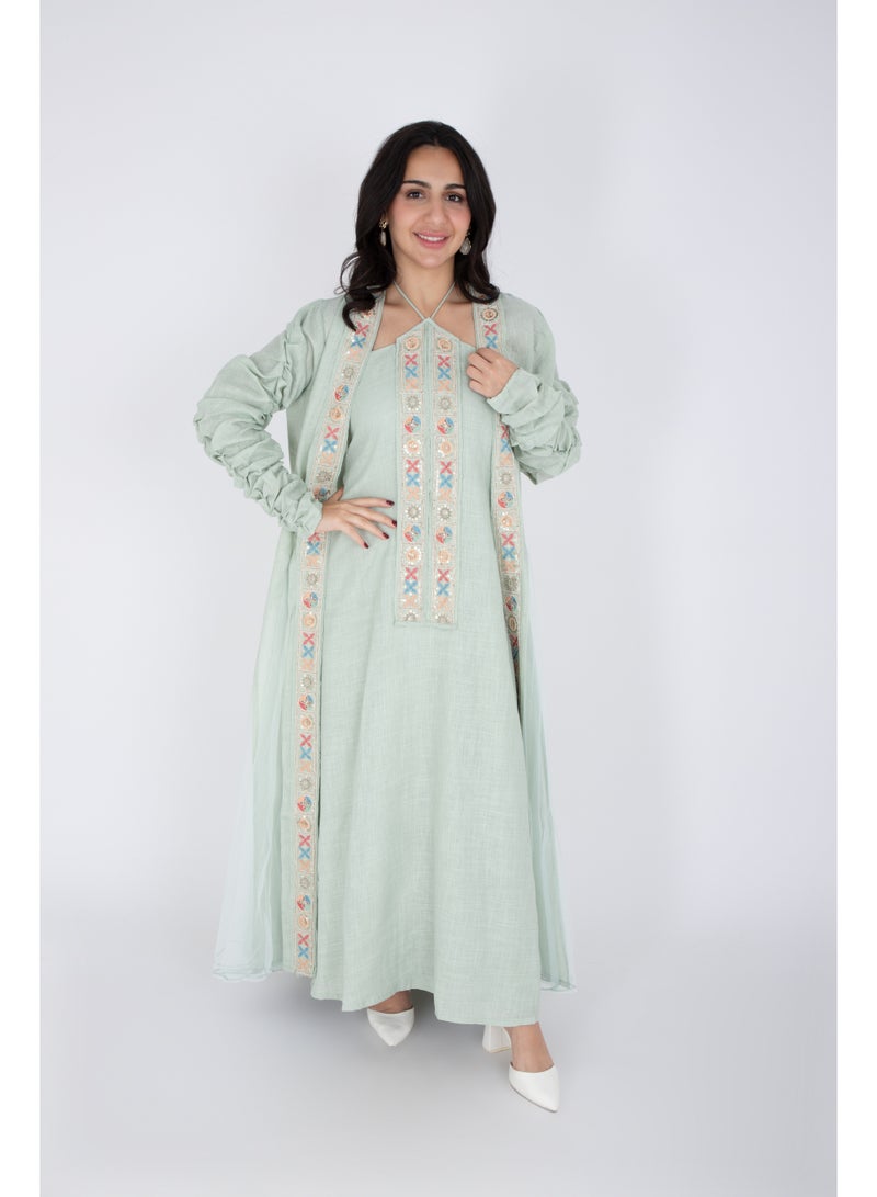 اكسا طقم أنيق مكون من قطعتين مع تطريز ملون - Image 1