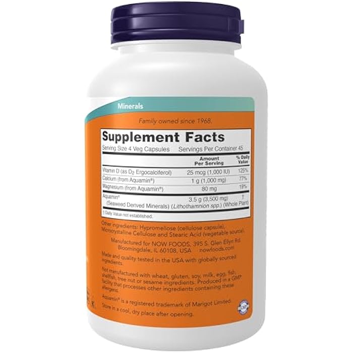 now Supplements, Red Mineral Algae Plus Vitamin D-2, Joint Health*, 180 Veg Capsules - Image 2