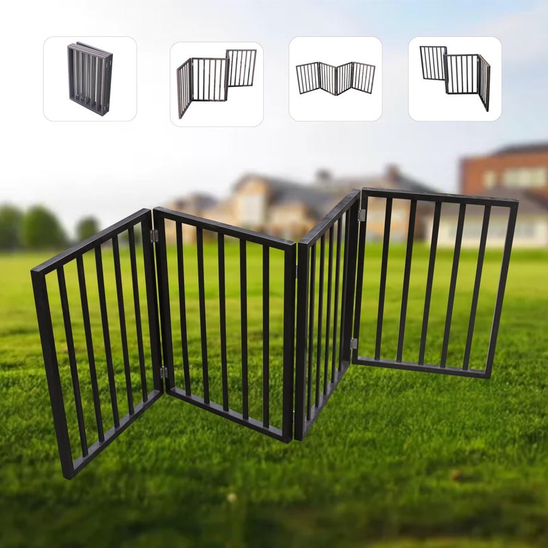 Freestanding Folding Dog Gate - Solid Wood Pet Barrier for Doorways, Stairs, or Home - Image 3