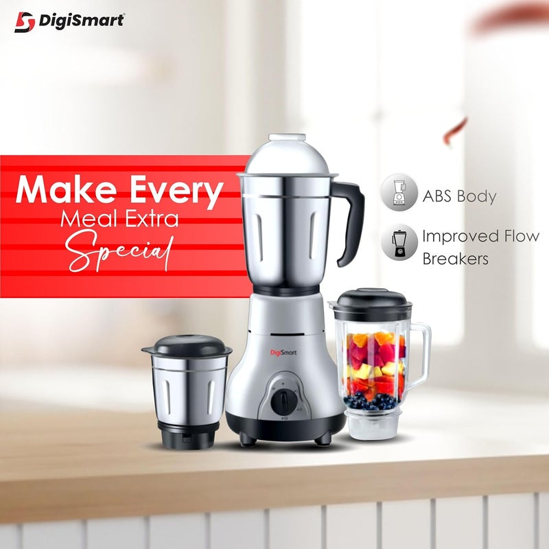 DigiSmart Kitchen Mate 750 Watt Mixer Grinder with 4 Jars Comes With 2 Year Warranty Grey and Black - Image 4