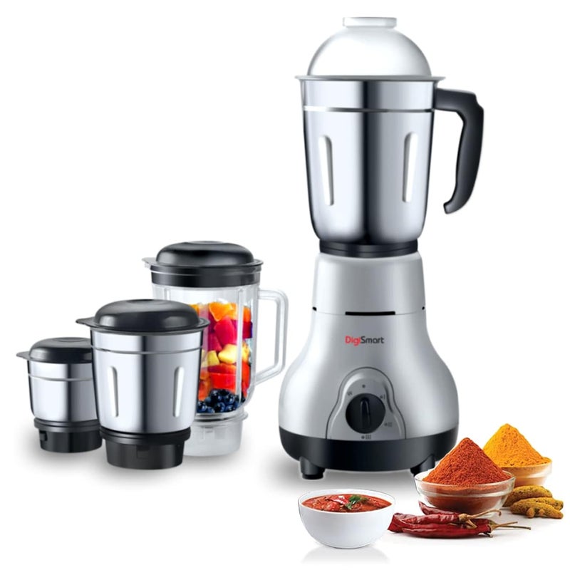 DigiSmart Kitchen Mate 750 Watt Mixer Grinder with 4 Jars Comes With 2 Year Warranty Grey and Black - Image 1