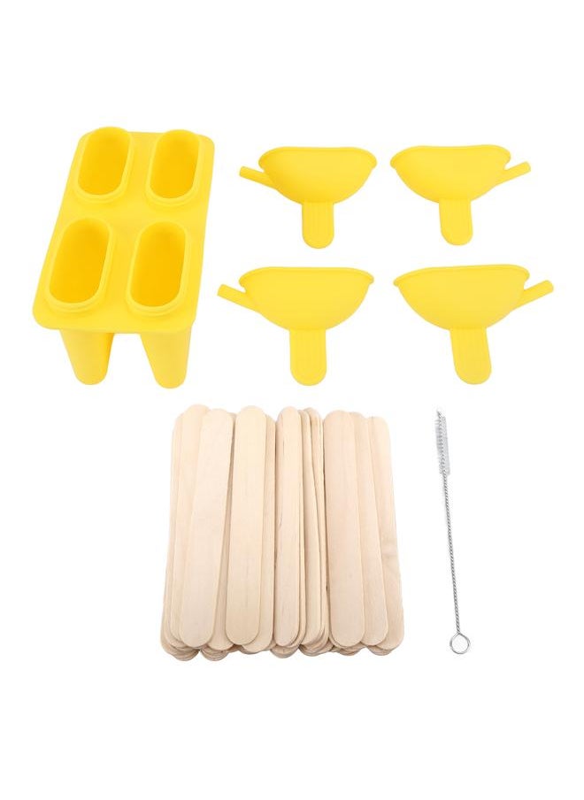 xozgdovg - Ice Cream Mold Silicone Practical Portable DIY Ice Pop Maker with 50 Sticks for Household Yellow - Image 1