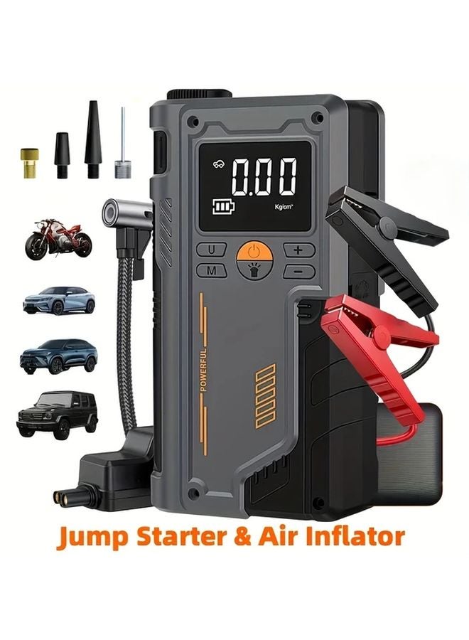Type A 9 In 1 Smart Emergency Booster Air Pump 150 PSI Digital Tire Gauge LED Flashlight - Image 2