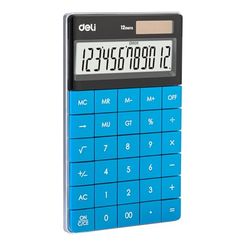 Deli E1589 - 12 Digit Calculator | Dual Power Desktop Calculator (Blue, Pack of 1) - Image 3