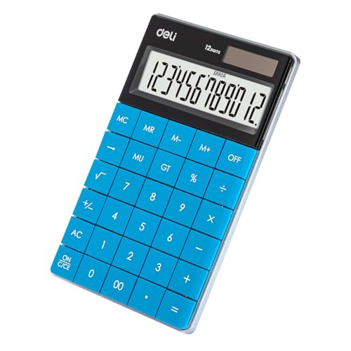 Deli E1589 - 12 Digit Calculator | Dual Power Desktop Calculator (Blue, Pack of 1) - Image 2