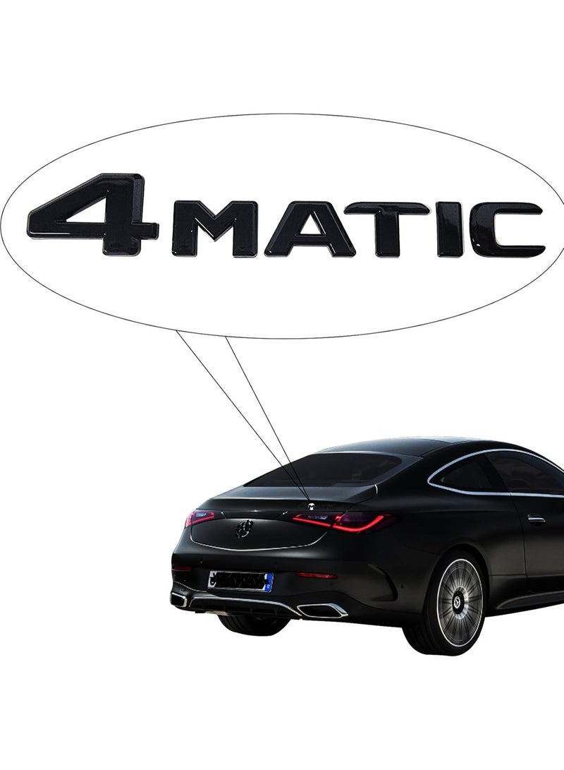 ملصق شعار "4MATIC" ثلاثي الأبعاد مصنوع من مادة ABS (بلون أسود لامع)، مصمم ليثبت كشعار بأحرف على الرفرف الجانبي أو الصندوق الخلفي للسيارة - Image 2