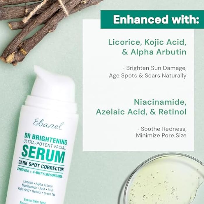 Ebanel Dark Spot Remover for Face & Body, Brightening Serum with Synovea HR, Alpha Arbutin, Niacinamide, Kojic Acid, Dark Spot Corrector for Hyperpigmentation, Discoloration, Melasma and Age Spots - Image 4