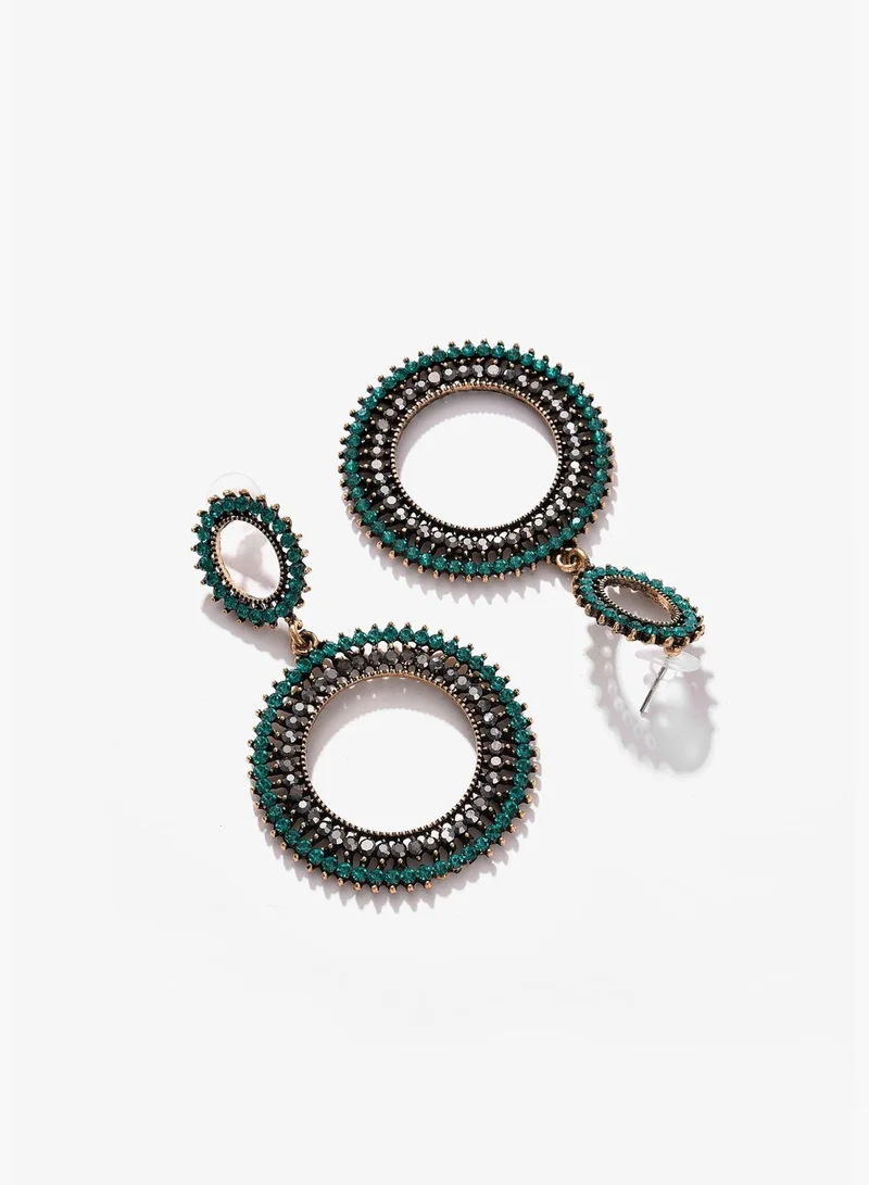 SOHI Gold Plated Designer Stone Drop Earring