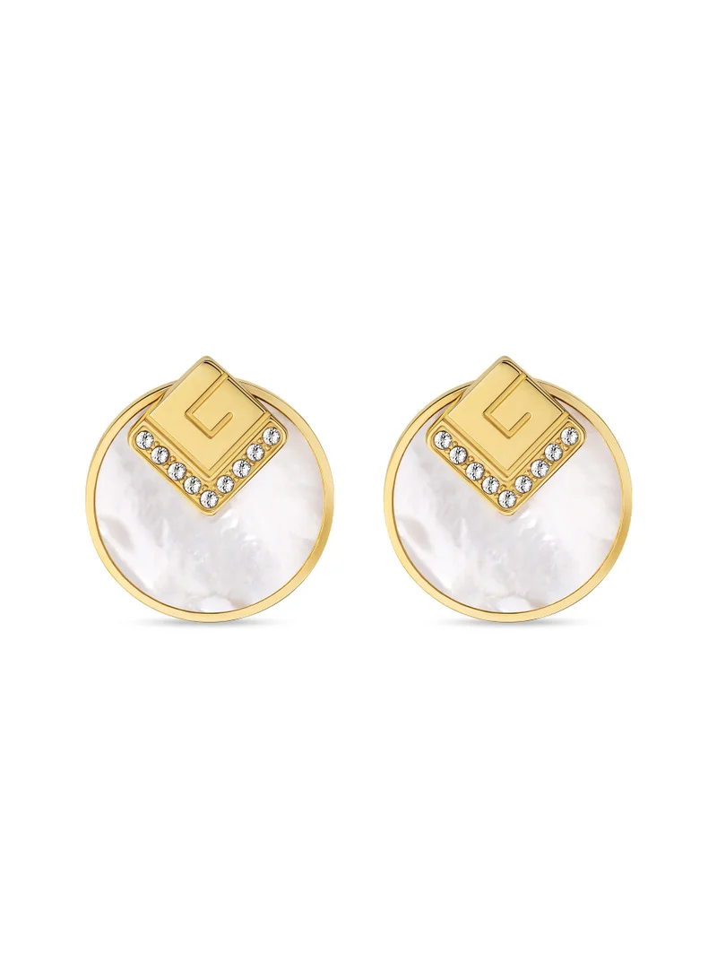 Guy Laroche  Anne Womens Gold Plated Interchangeable Earrings With Mother of Pearl and Crystal Sun Motif for Women | Best Price UAE