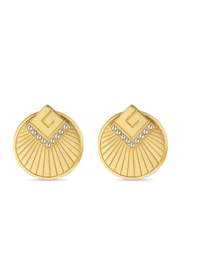 Guy Laroche  Anne Womens Gold Plated Interchangeable Earrings With Mother of Pearl and Crystal Sun Motif for Women | Best Price UAE