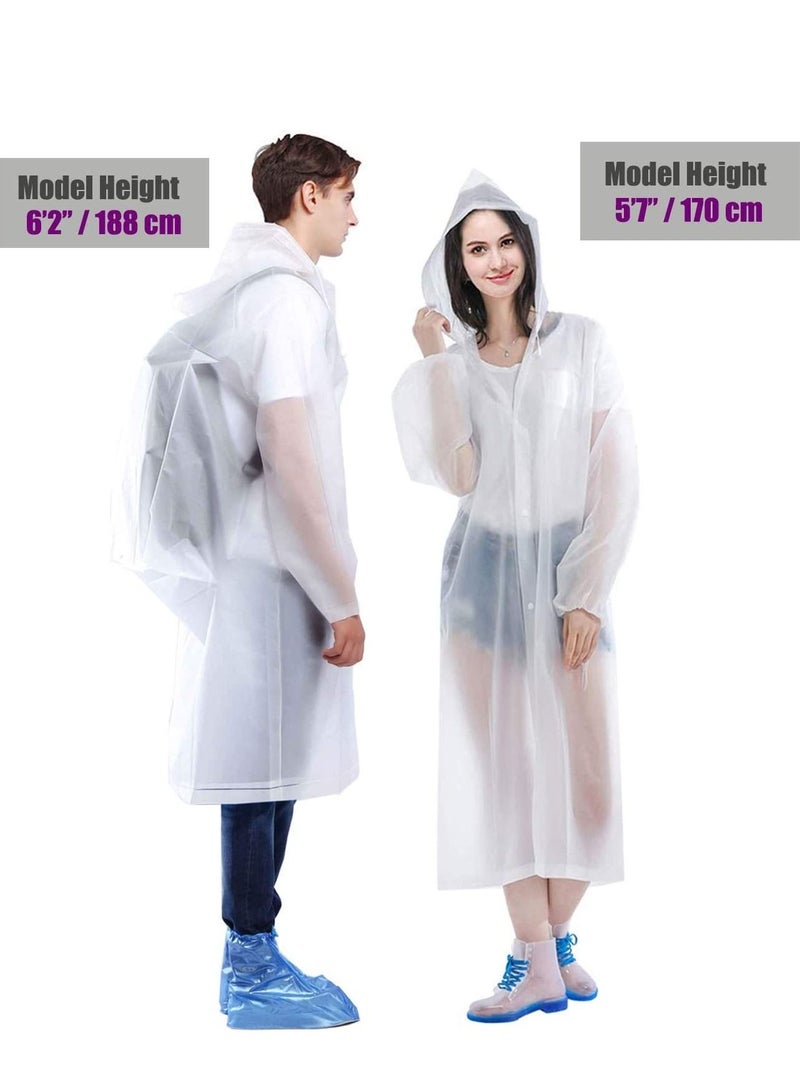 SYOSI Raincoat, 2PCS Portable EVA Rain Coats ReusablePoncho with Hood and Elastic Cuff Sleeves Transparency of Outdoor Tourism & Packable for Family Fishing, Travel, Emergency no PVC - Image 3