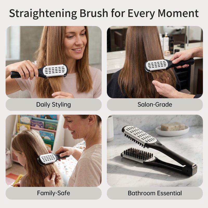 Hair Straightener Professional Hairdressing Tool Duplex Brush Hair Straightening Clamp - Image 4
