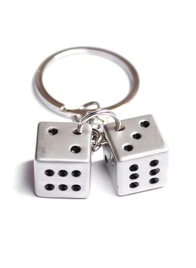 Iconic Keychains سلاسل مفاتيح أيقونية لودو مزدوجة النرد سلاسل مفاتيح معدنية سلاسل مفاتيح من الفولاذ المقاوم للصدأ للرجال والنساء - Image 1