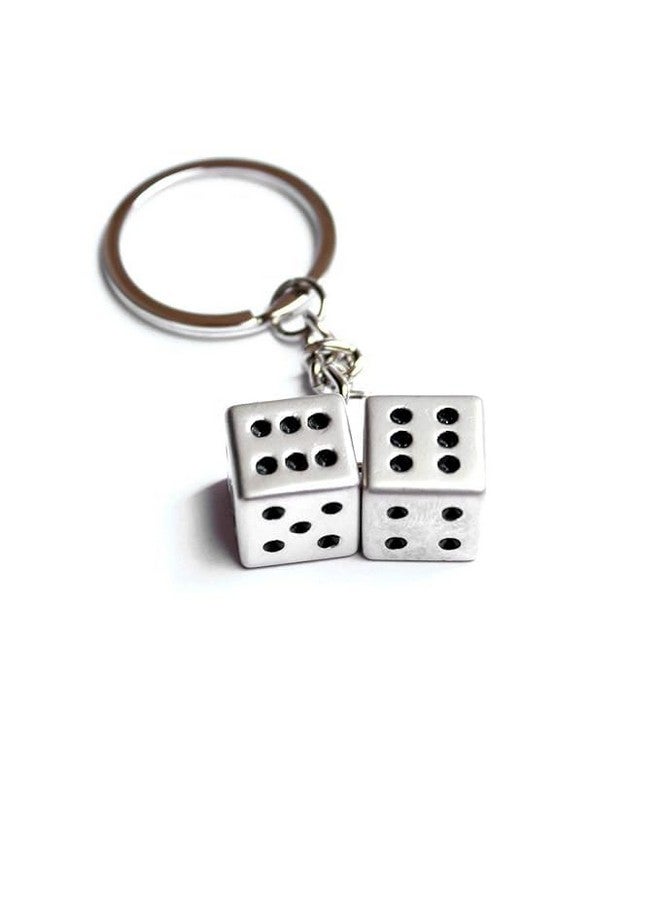 Iconic Keychains سلاسل مفاتيح أيقونية لودو مزدوجة النرد سلاسل مفاتيح معدنية سلاسل مفاتيح من الفولاذ المقاوم للصدأ للرجال والنساء - Image 2