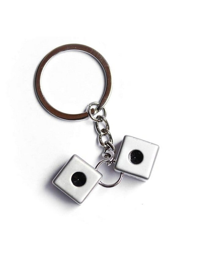 Iconic Keychains سلاسل مفاتيح أيقونية لودو مزدوجة النرد سلاسل مفاتيح معدنية سلاسل مفاتيح من الفولاذ المقاوم للصدأ للرجال والنساء - Image 3