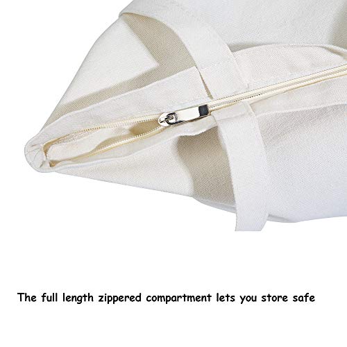 VPAL Large Canvas Tote bags with Zipper Natural Heavy 12oz DIY for Crafting, Ironing and Embroidering Reusable Grocery Washable Bag for Shopping, Wedding and Birthday - Image 3