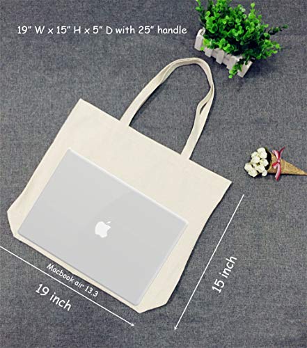 VPAL Large Canvas Tote bags with Zipper Natural Heavy 12oz DIY for Crafting, Ironing and Embroidering Reusable Grocery Washable Bag for Shopping, Wedding and Birthday - Image 2