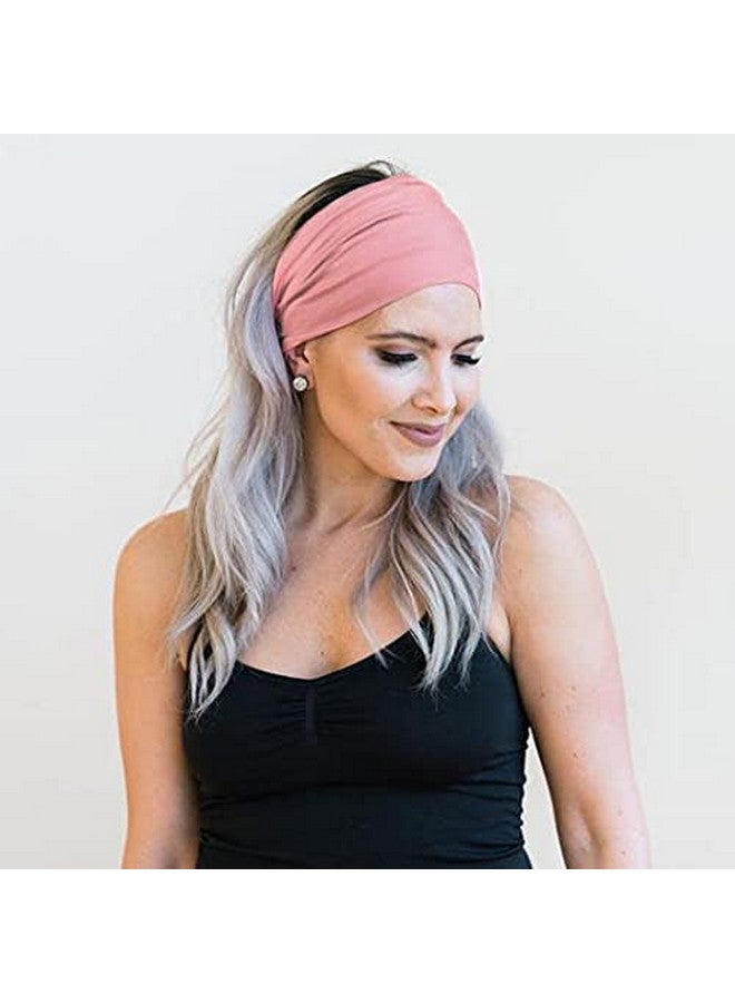 Gili عبوتين من أربطة الرأس العريضة للنساء بأسلوب بوهيمي أفريقي معقودة غير قابلة للانزلاق، أشرطة شعر عصرية لليوغا والجري والرياضة وصالة الألعاب الرياضية، أغطية رأس مرنة من قماش القطن الناعم، توربان، باندانا للفتيات (أخضر وردي) - Image 2